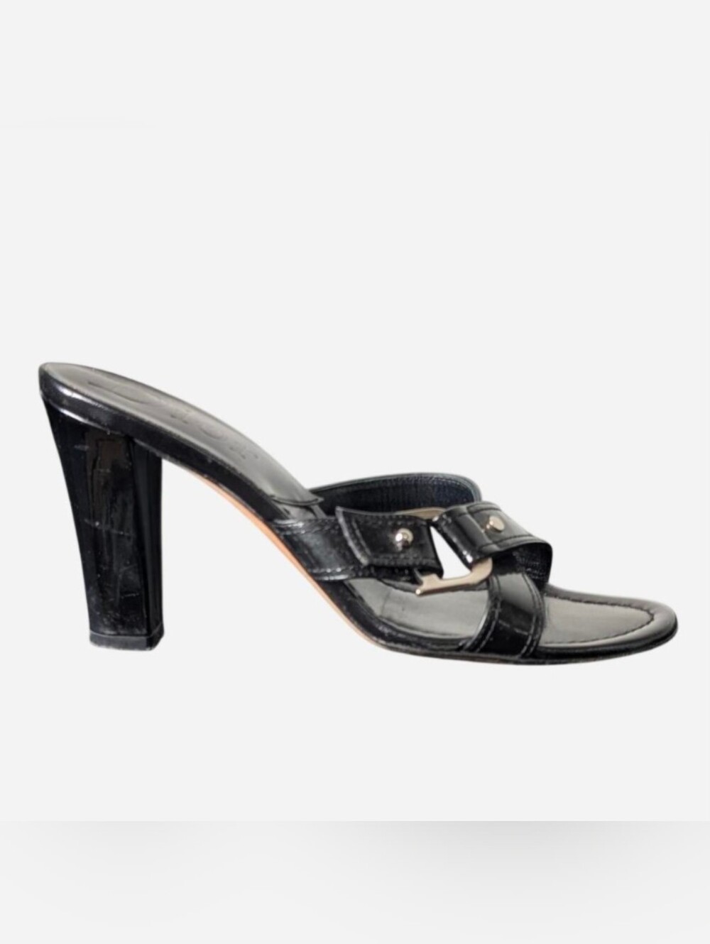 Christian Dior Y2K black patent leather slide sandals size 37 US Size 6.5/7